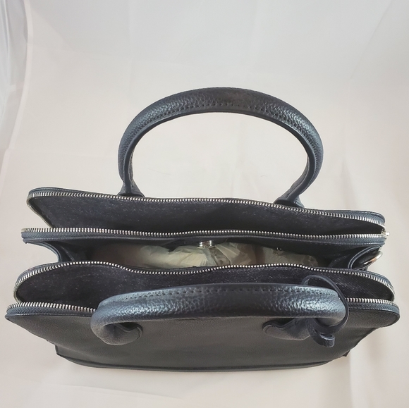 Navy blue leather satchel - Picture 2 of 6